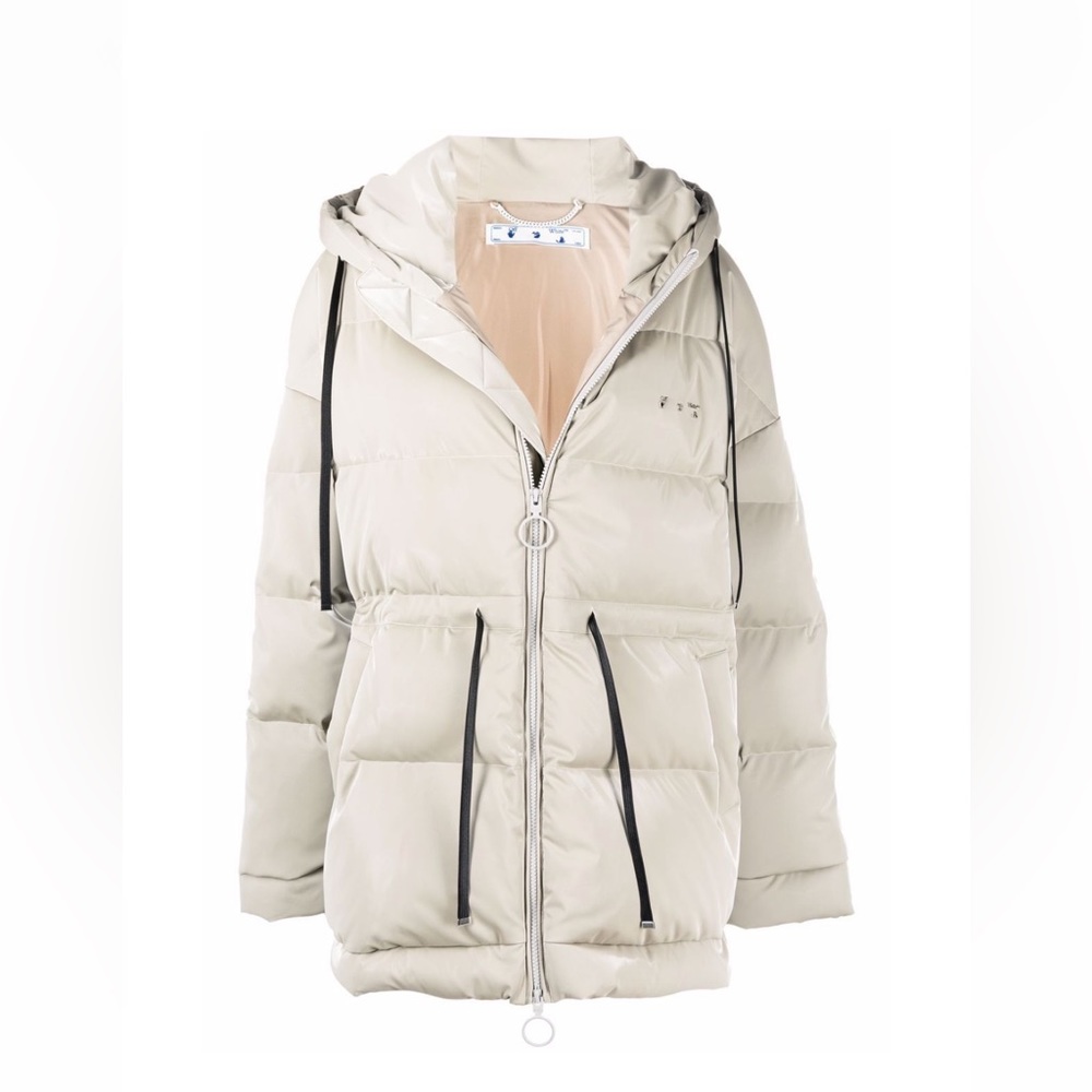 Off White Velvet Effect Puffer